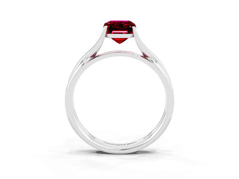 White gold Emerald Cut Garnet Solitaire Twist Band Prong Setting Ring_39