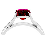 White gold Emerald Cut Garnet Solitaire Twist Band Prong Setting Ring_40