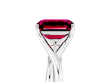White gold Emerald Cut Garnet Solitaire Twist Band Prong Setting Ring_41