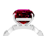 White gold Emerald Cut Garnet Solitaire Twisted Band with Round  Accents and Prong Setting_29