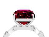 White gold Emerald Cut Garnet Solitaire Twisted Band with Round  Accents and Prong Setting_29
