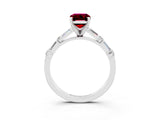 White gold Emerald Cut Garnet Solitaire with Side Baguettes and Channel Set Band_3