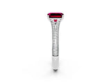 White gold Emerald Cut Garnet Split Shank Engagement Ring with Pavé Band_2