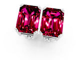 White gold Emerald Cut Garnet Stud Earrings_31