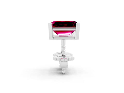 White gold Emerald Cut Garnet Stud Earrings_38