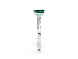 White gold Emerald Cut Green Sapphire Engagement Ring with Side Stone Accents and Four-Prong Setting_29