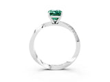White gold Emerald Cut Green Sapphire Engagement Ring with Side Stone Accents and Four-Prong Setting_30