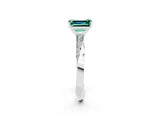 White gold Emerald Cut Green Sapphire Engagement Ring with Side Stone Accents and Four-Prong Setting_38
