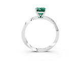 White gold Emerald Cut Green Sapphire Engagement Ring with Side Stone Accents and Four-Prong Setting_39