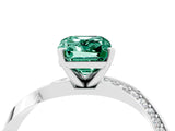 White gold Emerald Cut Green Sapphire Engagement Ring with Side Stone Accents and Four-Prong Setting_40