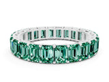 White gold Emerald Cut Green Sapphire Eternity Band with Shared Prong Setting_6