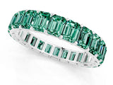 White gold Emerald Cut Green Sapphire Eternity Band with Shared Prong Setting_7