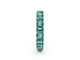 White gold Emerald Cut Green Sapphire Eternity Band with Shared Prong Setting_8
