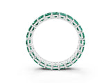 White gold Emerald Cut Green Sapphire Eternity Band with Shared Prong Setting_9