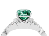 White gold Emerald Cut Green Sapphire  Halo Twist Band Solitaire Prong Setting Ring_52
