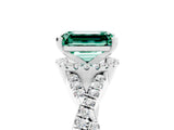 White gold Emerald Cut Green Sapphire  Halo Twist Band Solitaire Prong Setting Ring_53