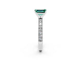 White gold Emerald Cut Green Sapphire Milgrain Pavé Engagement Ring with Four-Prong Setting_14