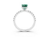 White gold Emerald Cut Green Sapphire Pave Band Solitaire Ring with Four-Prong Setting_27