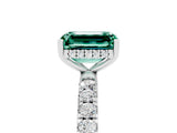 White gold Emerald Cut Green Sapphire Pave Band Solitaire Ring with Four-Prong Setting_29