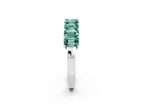 White gold Emerald Cut Green Sapphire Prong-Set Eternity Band_8