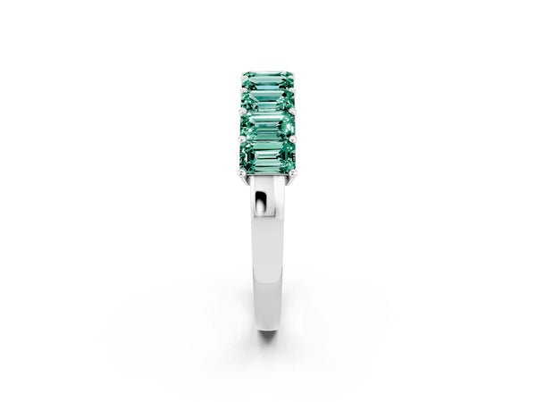 White gold Emerald Cut Green Sapphire Prong-Set Eternity Band