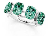White gold Emerald Cut Green Sapphire Prong-Set Half Eternity Band_19