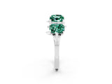 White gold Emerald Cut Green Sapphire Prong-Set Half Eternity Band_20