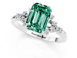White gold Emerald Cut Green Sapphire Ring with Side Stones and Four-Prong Setting_37