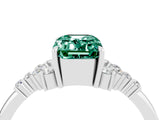 White gold Emerald Cut Green Sapphire Ring with Side Stones and Four-Prong Setting_40