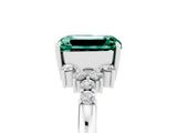 White gold Emerald Cut Green Sapphire Ring with Side Stones and Four-Prong Setting_41