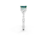 White gold Emerald Cut Green Sapphire Solitaire Celtic Knot Ring with Four-Prong Setting_14