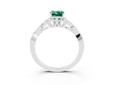 White gold Emerald Cut Green Sapphire Solitaire Celtic Knot Ring with Four-Prong Setting_15