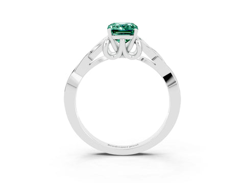 White gold Emerald Cut Green Sapphire Solitaire Celtic Knot Ring with Four-Prong Setting_15