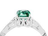 White gold Emerald Cut Green Sapphire Solitaire Celtic Knot Ring with Four-Prong Setting_16