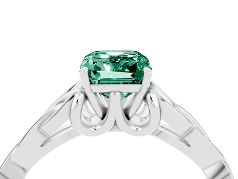 White gold Emerald Cut Green Sapphire Solitaire Celtic Knot Ring with Four-Prong Setting_16