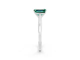 White gold Emerald Cut Green Sapphire Solitaire Engagement Ring with Cathedral Setting and Four-Prong Mount_38