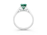 White gold Emerald Cut Green Sapphire Solitaire Engagement Ring with Cathedral Setting and Four-Prong Mount_39