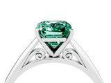 White gold Emerald Cut Green Sapphire Solitaire Engagement Ring with Cathedral Setting and Four-Prong Mount_40
