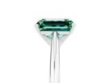 White gold Emerald Cut Green Sapphire Solitaire Engagement Ring with Cathedral Setting and Four-Prong Mount_41