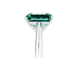 White gold Emerald Cut Green Sapphire Solitaire Engagement Ring with Cathedral Setting and Four-Prong Mount_47