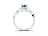White gold Emerald Cut Green Sapphire Solitaire Engagement Ring with Celtic Knot Band and Four-Prong Setting_3