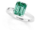 White gold Emerald Cut Green Sapphire Solitaire Engagement Ring with Classic Band and Four-Prong Setting_25
