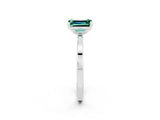 White gold Emerald Cut Green Sapphire Solitaire Engagement Ring with Classic Band and Four-Prong Setting_26
