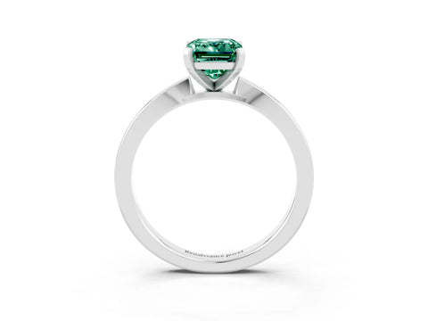White gold Emerald Cut Green Sapphire Solitaire Engagement Ring with Classic Band and Four-Prong Setting_27