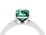 White gold Emerald Cut Green Sapphire Solitaire Engagement Ring with Classic Band and Four-Prong Setting_28