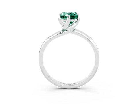 White gold Emerald Cut Green Sapphire Solitaire Engagement Ring with Four-Prong Setting and Classic Band_15