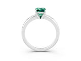White gold Emerald Cut Green Sapphire Solitaire Engagement Ring with Round Band and Four-Prong Setting_3