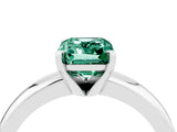 White gold Emerald Cut Green Sapphire Solitaire Engagement Ring with Round Band and Four-Prong Setting_4