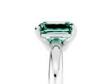 White gold Emerald Cut Green Sapphire Solitaire Engagement Ring with Round Band and Four-Prong Setting_5