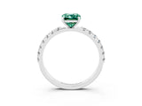 White gold Emerald Cut Green Sapphire Solitaire Pavé Band with Four-Prong Setting_3